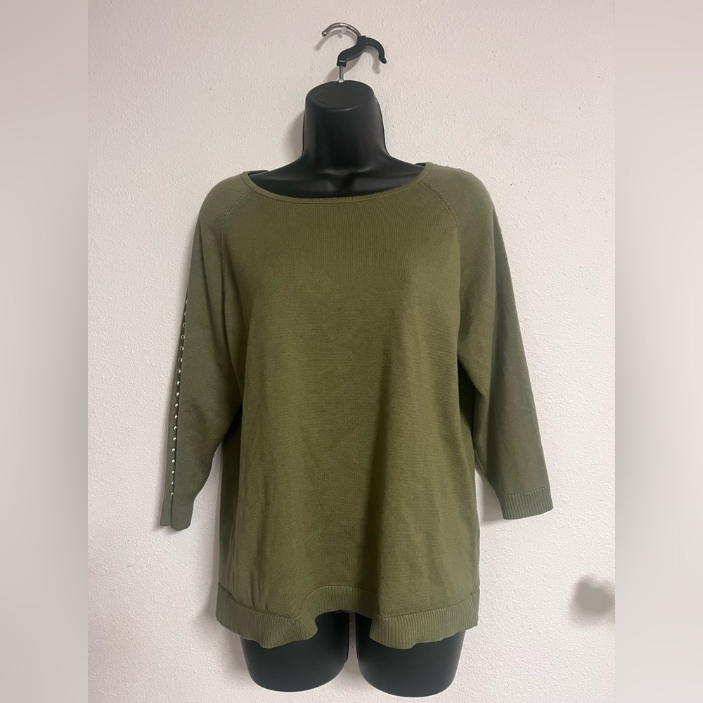 Zac & Rachel Olive Green Crew Neck Sweater